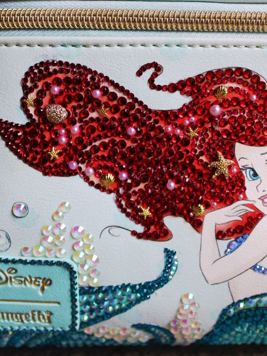 ariel sequin mini backpack Loungefly Little Mermaid Princess Lenticular LF Lounge VIP Take note of the coordinating inside lining New purple and teal backpack